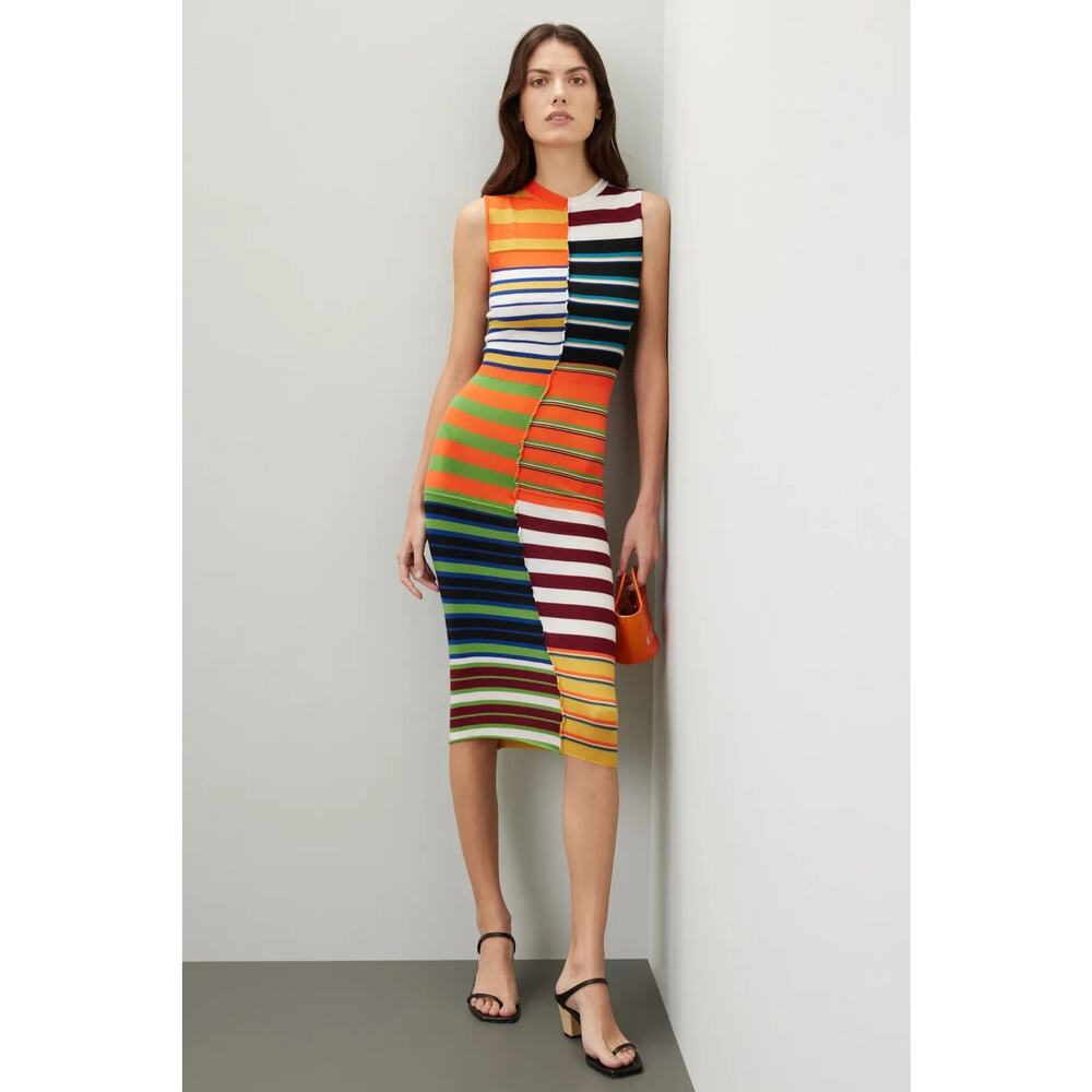 Marni Orange Blue Patchwork Striped Wool Sleevele… - image 4